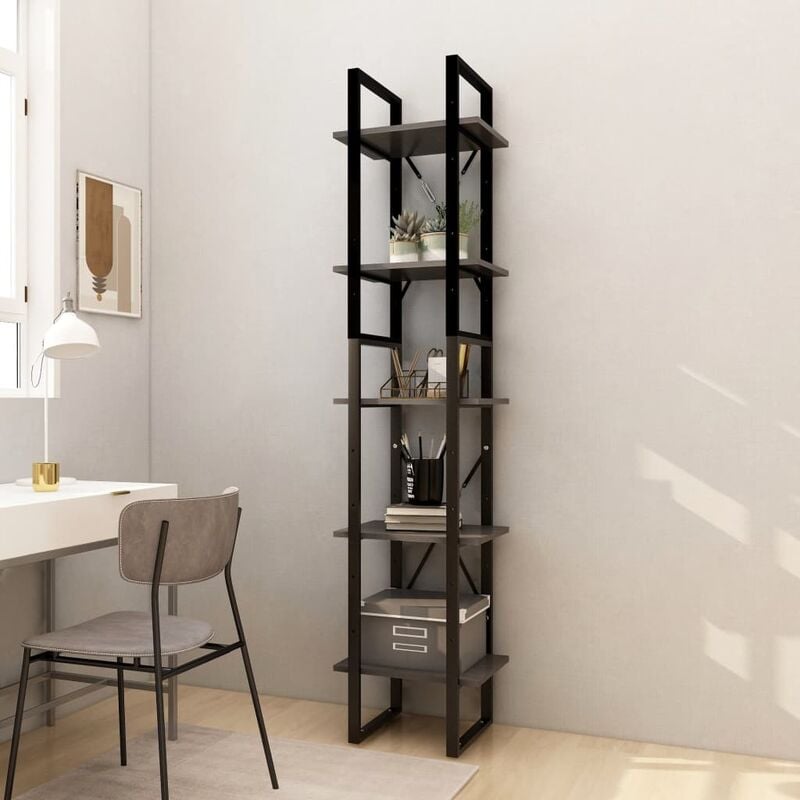 foto del prodotto vidaxl libreria a 5 ripiani grigia 40x30x175 cm in legno di pino