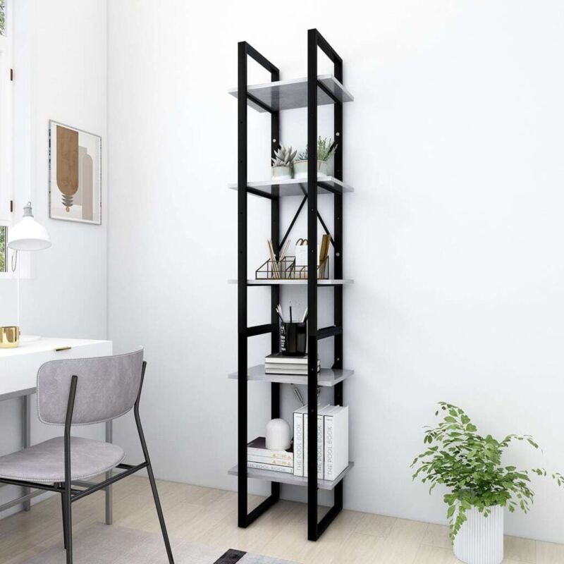 foto del prodotto vidaxl libreria a 5 ripiani grigio cemento 40x30x175 cm in multistrato