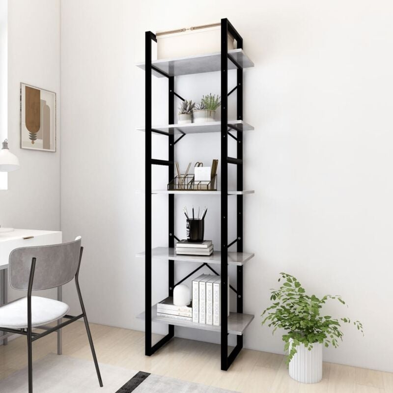 foto del prodotto vidaxl libreria a 5 ripiani grigio cemento 60x30x175 cm in multistrato