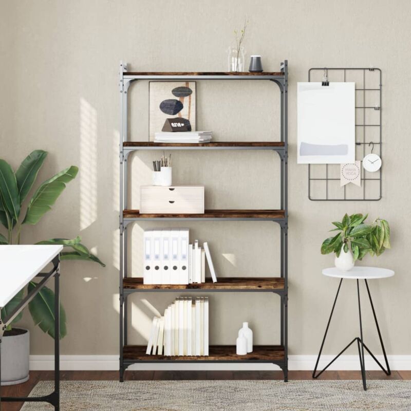 foto del prodotto vidaxl libreria a 5 ripiani rovere fumo 80x30x154 cm legno multistrato