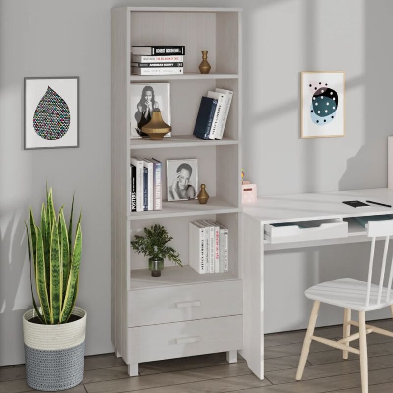 foto del prodotto vidaxl libreria alta da 2 cassetti e 4 scomparti aperti stile moderno vari colori colore bianco