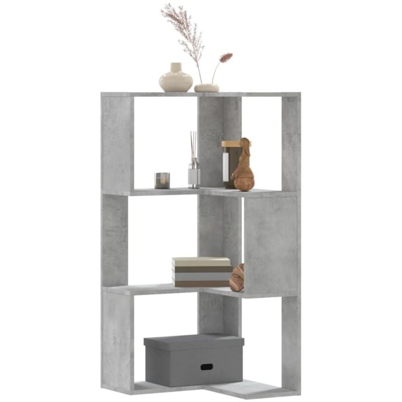 foto del prodotto vidaxl libreria angolare 3 ripiani grigio cemento 50x50x102 cm legno
