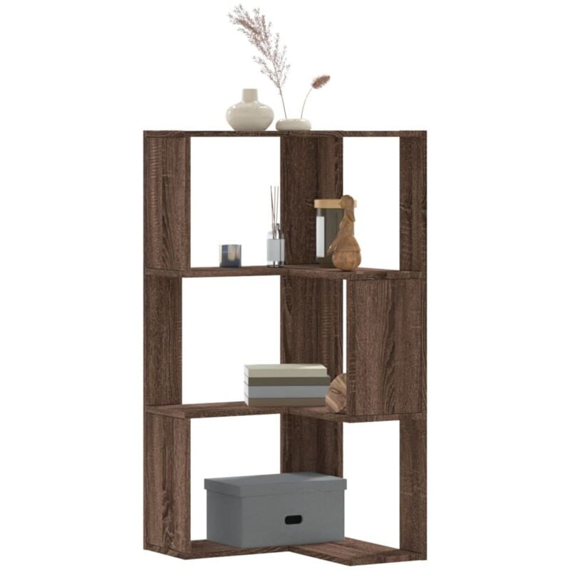 foto del prodotto vidaxl libreria angolare 3 ripiani rovere marrone 50x50x102 cm legno