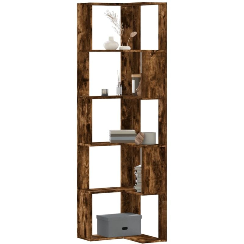 foto del prodotto vidaxl libreria angolare 5ripiani rovere fumo 50x50x179 cm multistrato