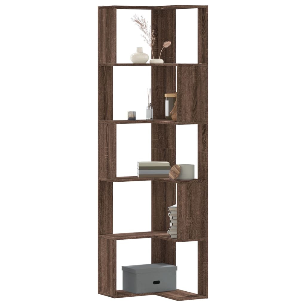 foto del prodotto vidaxl libreria angolare 5ripiani rovere marrone 50x50x179 cm legno