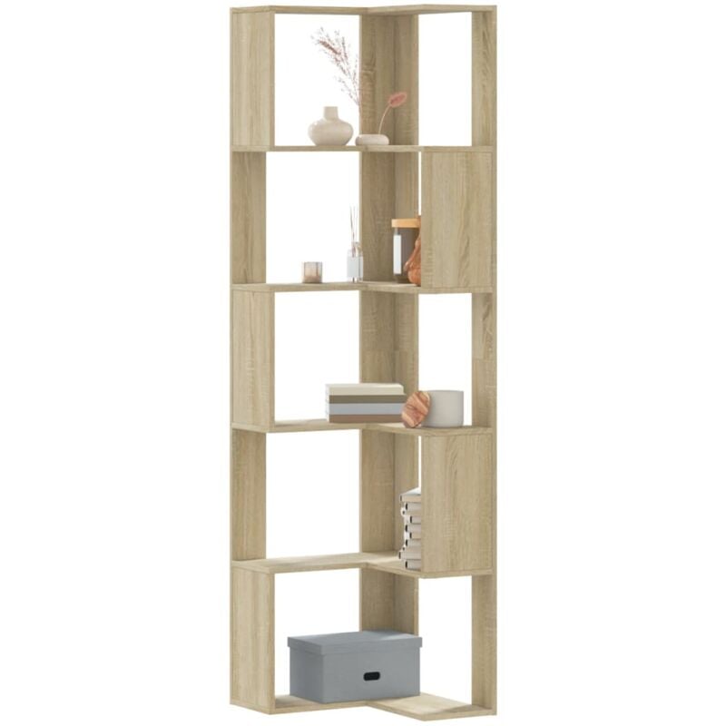 foto del prodotto vidaxl libreria angolare 5ripiani rovere sonoma 50x50x179 cm legno