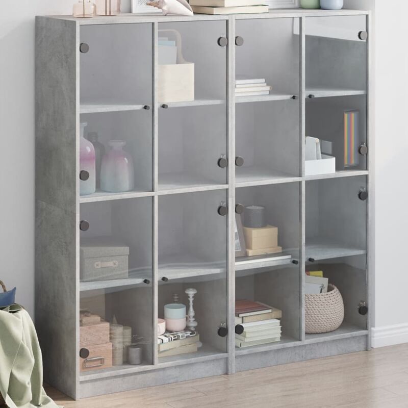 foto del prodotto vidaxl libreria ante grigio cemento 136x37x142 cm in legno multistrato