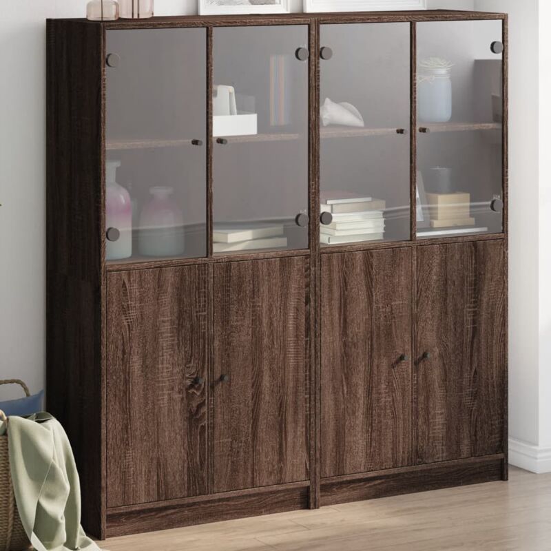 foto del prodotto vidaxl libreria ante rovere marrone 136x37x142 cm in legno multistrato