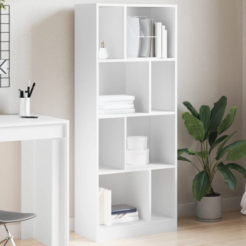 foto del prodotto vidaxl libreria bianca 57x28,5x141 cm in legno multistrato