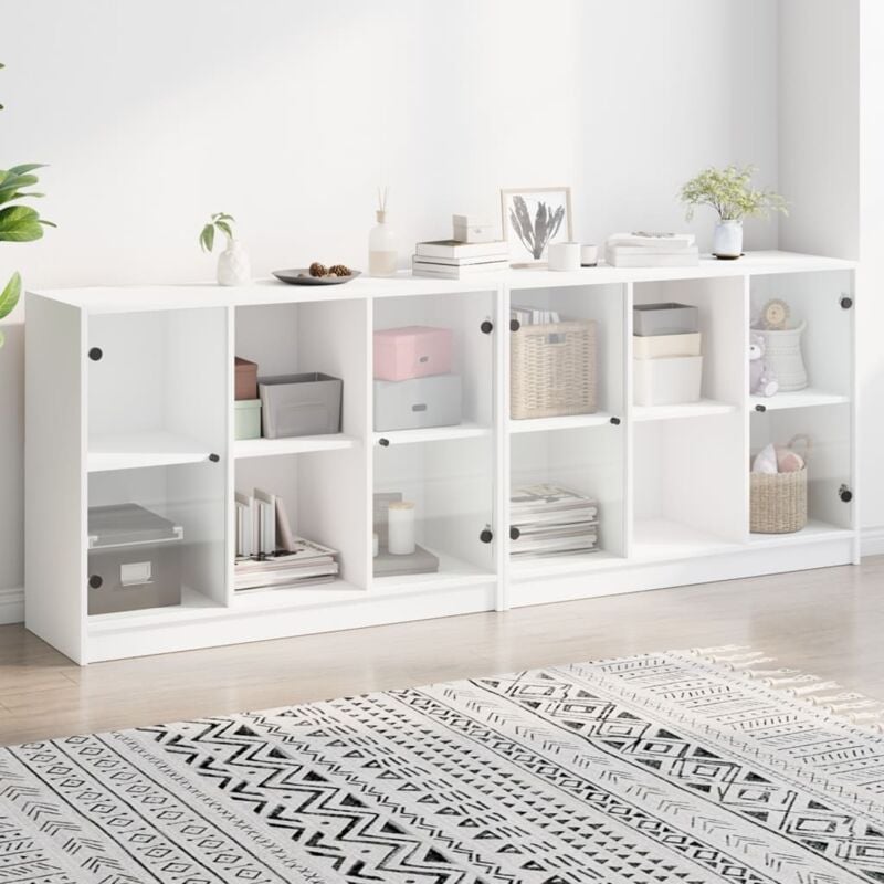 foto del prodotto vidaxl libreria con ante bianca 204x37x75 cm in legno multistrato