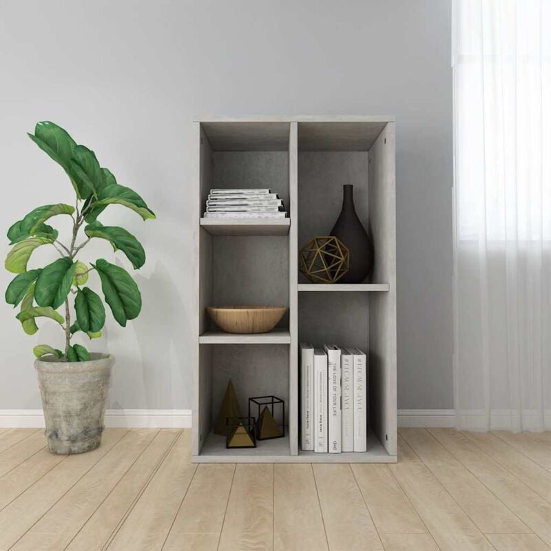 foto del prodotto vidaxl libreria credenza grigio cemento 50x25x80 cm legno multistrato