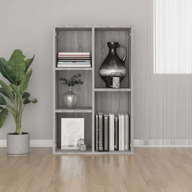 foto del prodotto vidaxl libreria credenza grigio sonoma 50x25x80 cm legno multistrato
