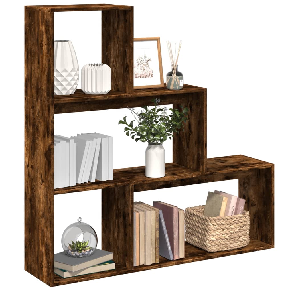 foto del prodotto vidaxl libreria divisoria 3ripiani rovere fumo 123x29x123cm truciolato