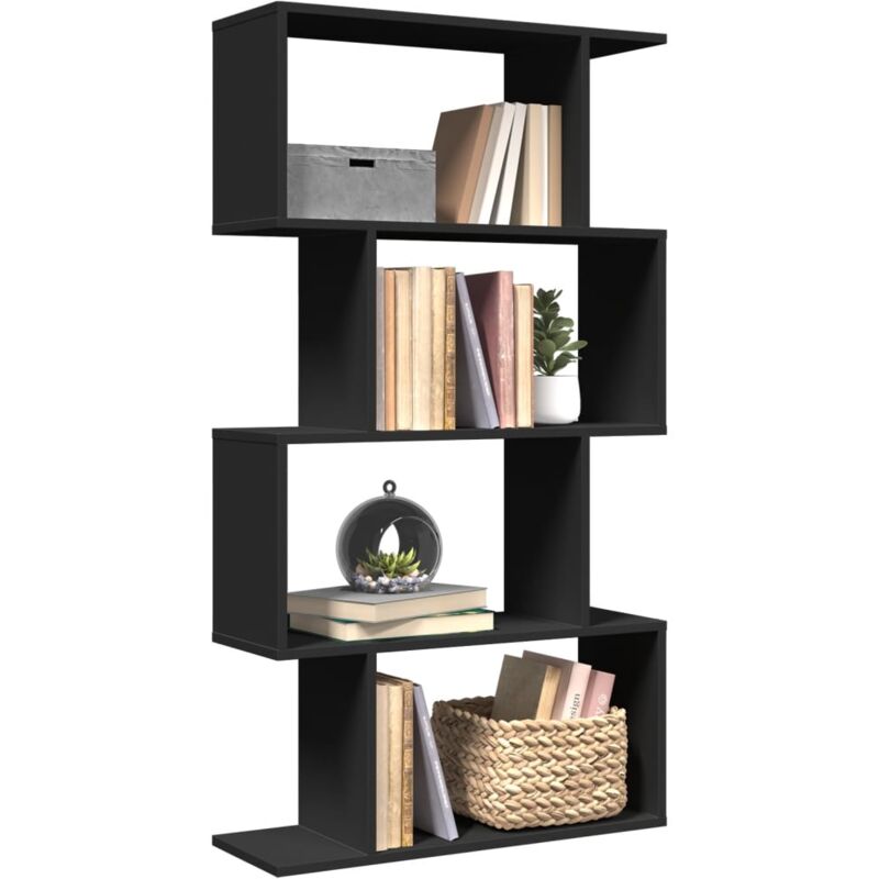 foto del prodotto vidaxl libreria divisorio 4 ripiani nera 70x24x129 cm in truciolato