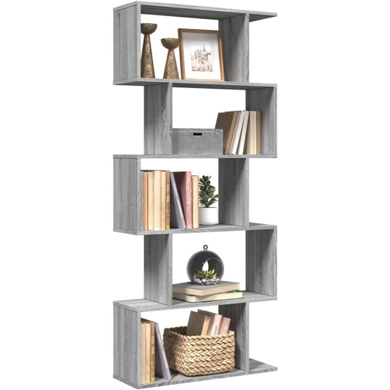 foto del prodotto vidaxl libreria divisorio 5piani grigio sonoma 70x24x161cm truciolato