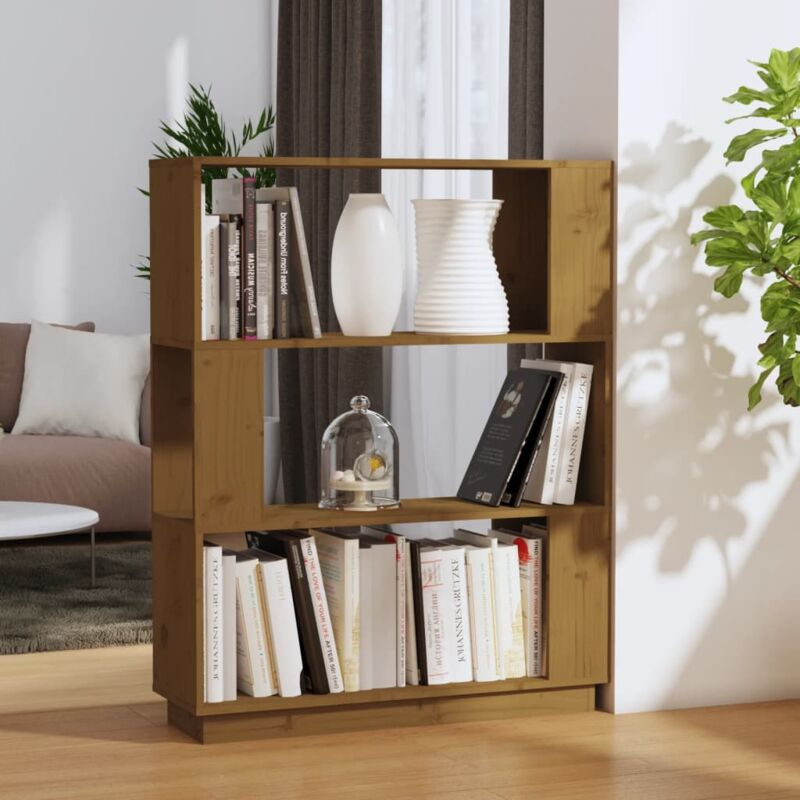 foto del prodotto vidaxl - libreria divisorio ambrato 80x25x101 cm legno massello di pino