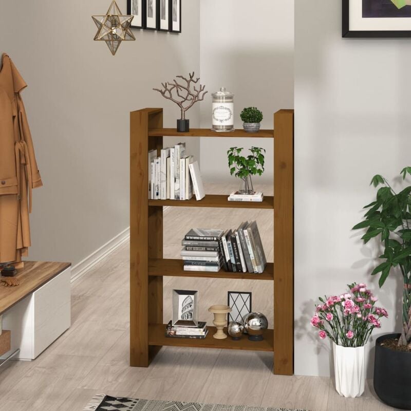 foto del prodotto vidaxl libreria divisorio ambrato 80x35x125 cm legno massello di pino