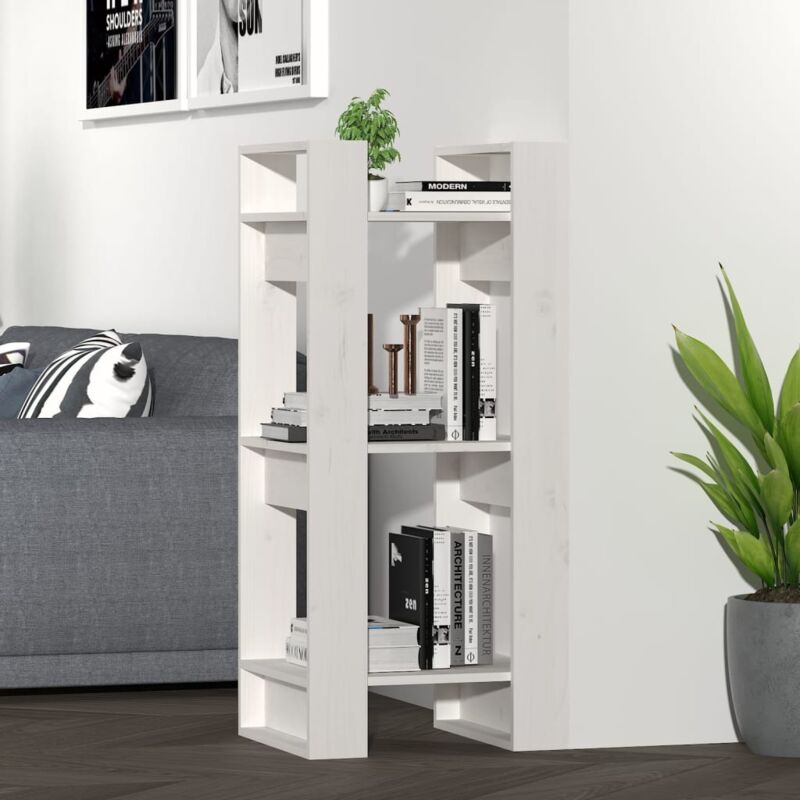 foto del prodotto vidaxl libreria divisorio bianco 41x35x91 cm in legno massello di pino