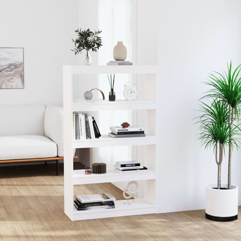 foto del prodotto vidaxl libreria divisorio bianco 80x30x135,5 cm in massello di pino