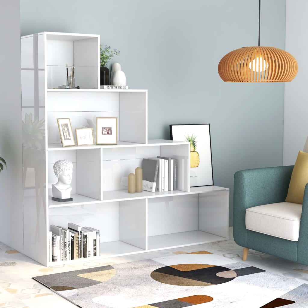 foto del prodotto vidaxl libreria divisorio bianco lucido 155x24x160cm legno multistrato