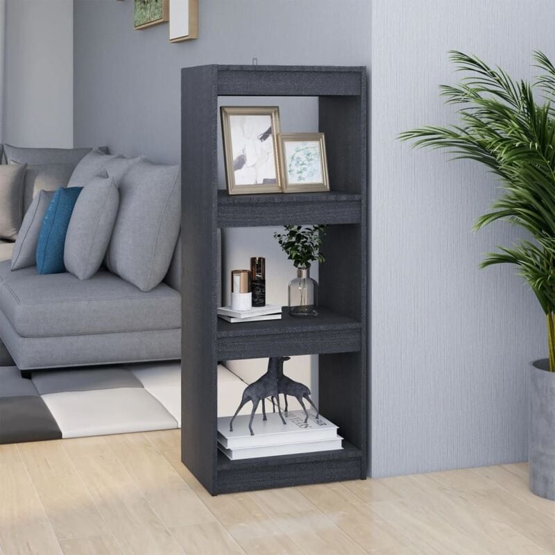 foto del prodotto vidaxl libreria divisorio grigio 40x30x103,5 cm legno massello di pino