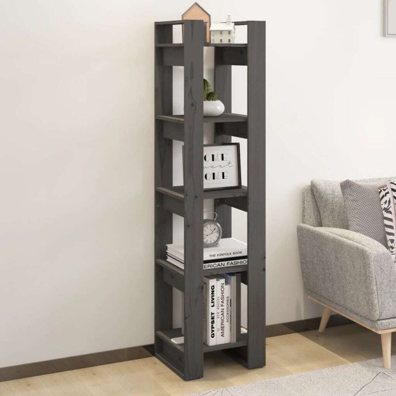 foto del prodotto vidaxl libreria divisorio grigio 41x35x160 cm legno massello di pino