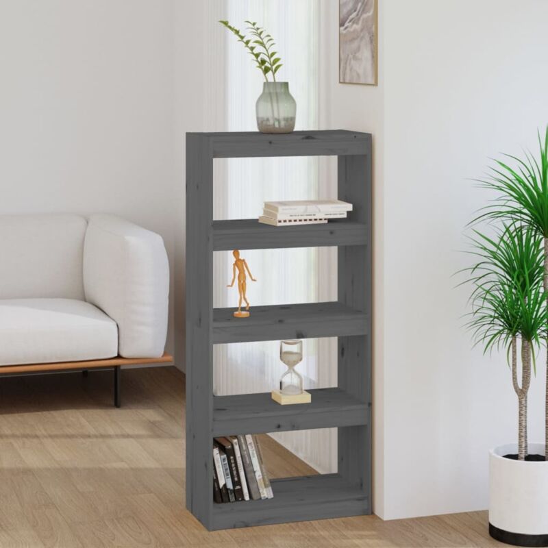 foto del prodotto vidaxl libreria divisorio grigio 60x30x135,5 cm legno massello di pino