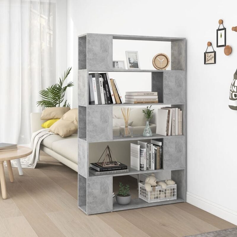 foto del prodotto vidaxl libreria divisorio grigio cemento 100x24x155 cm in truciolato