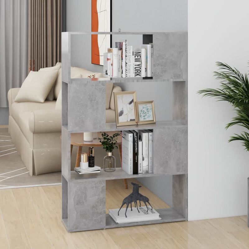 foto del prodotto vidaxl libreria divisorio grigio cemento 80x24x124,5 cm in truciolato