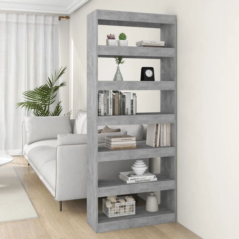 foto del prodotto vidaxl libreria divisorio grigio cemento 80x30x198 cm in truciolato