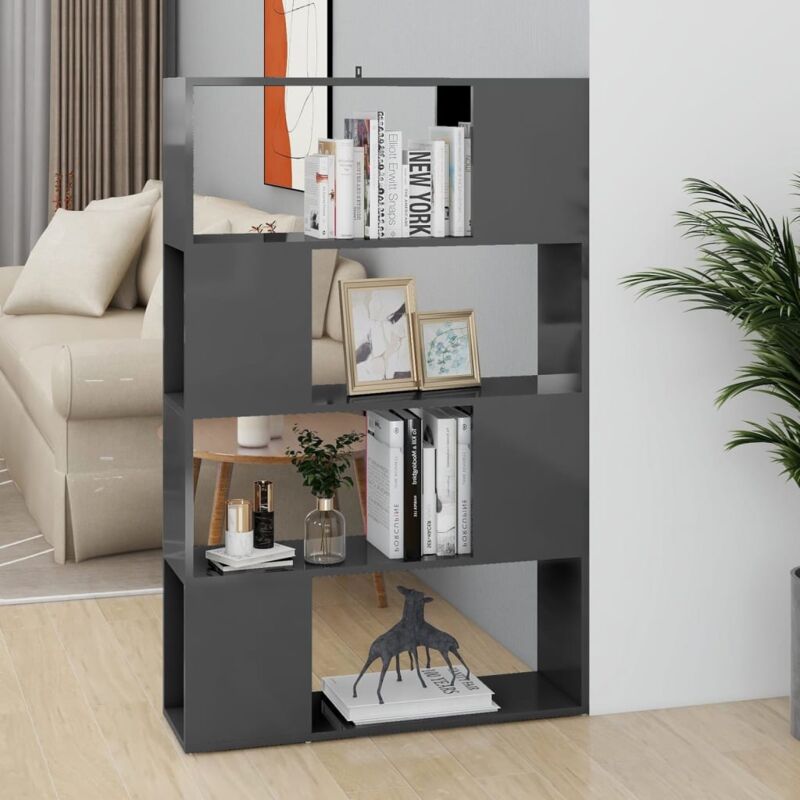 foto del prodotto vidaxl libreria divisorio grigio lucido 80x24x124,5 cm