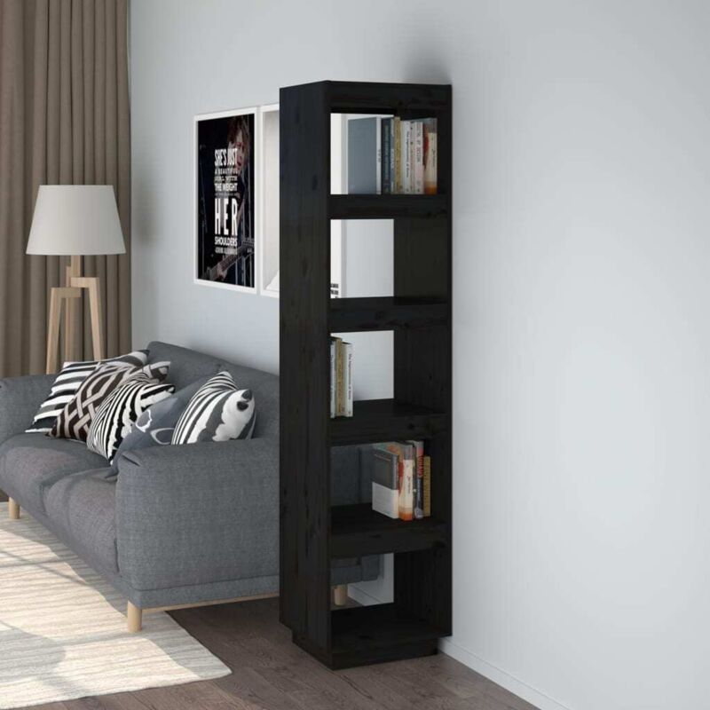 foto del prodotto vidaxl libreria divisorio nero 40x35x167 cm in legno massello di pino