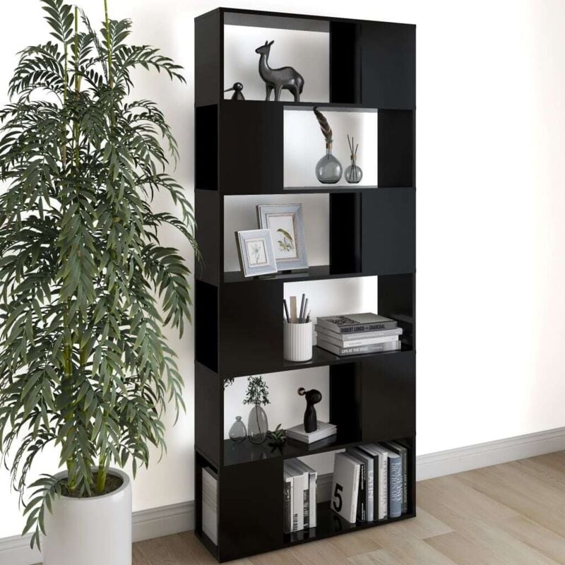 foto del prodotto vidaxl libreria divisorio nero 80x24x186 cm in truciolato