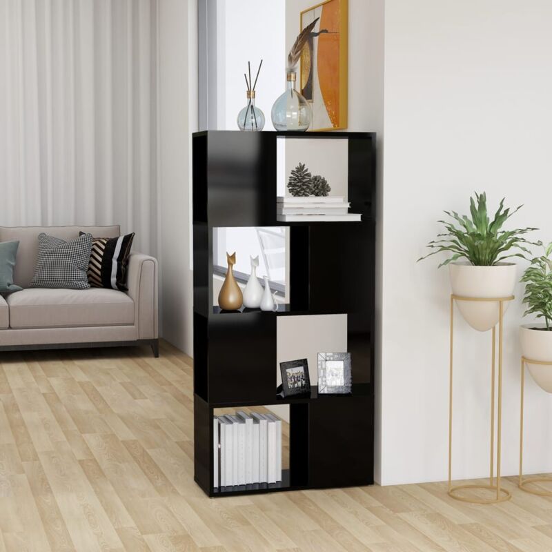 foto del prodotto vidaxl libreria divisorio nero lucido 60x24x124,5 cm
