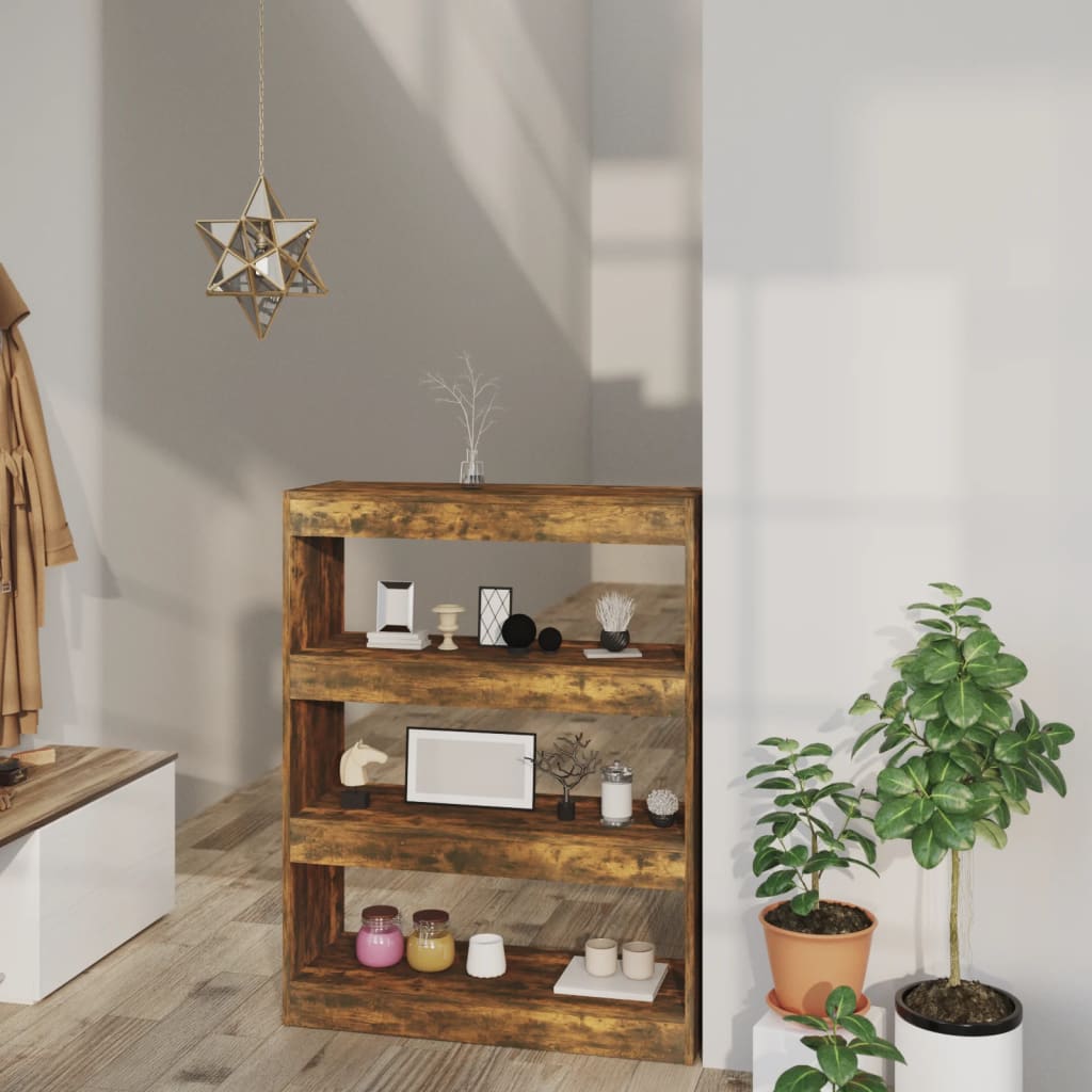 foto del prodotto vidaxl libreria divisorio rovere fumo 80x30x103 cm legno multistrato