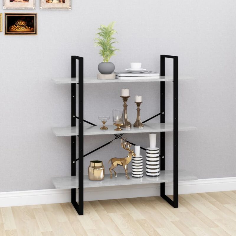 foto del prodotto vidaxl libreria grigio cemento 100x30x105 cm in legno multistrato