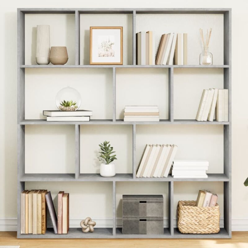 foto del prodotto vidaxl libreria grigio cemento 132x29x141,5 cm in legno multistrato