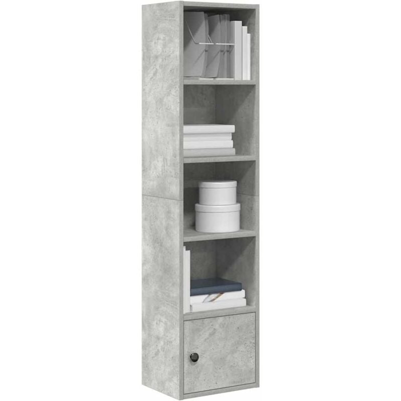 foto del prodotto vidaxl libreria grigio cemento 31x24x127 cm in legno multistrato