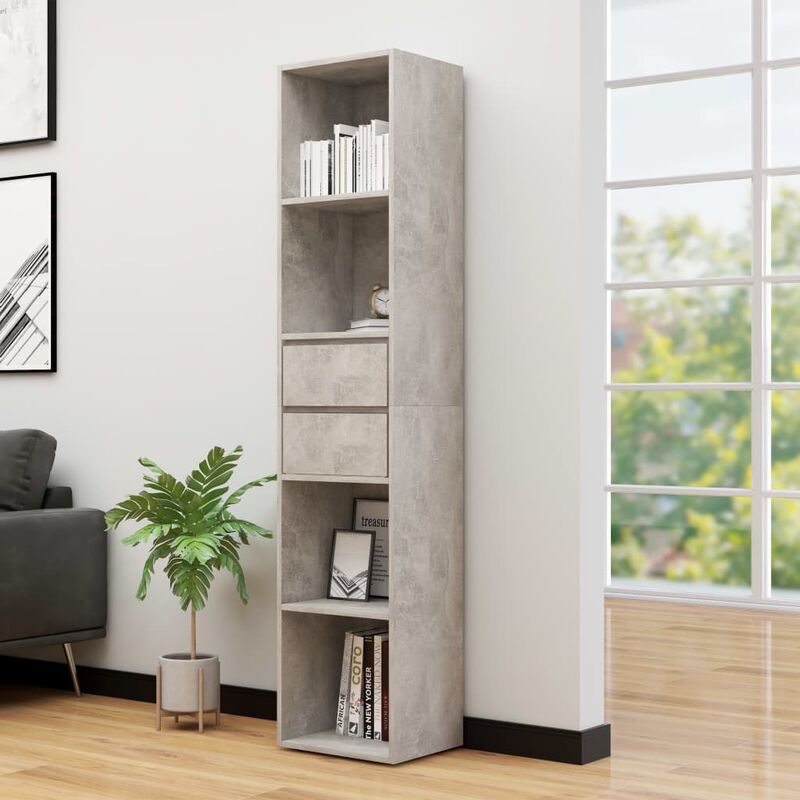 foto del prodotto vidaxl libreria grigio cemento 36x30x171 cm in legno multistrato