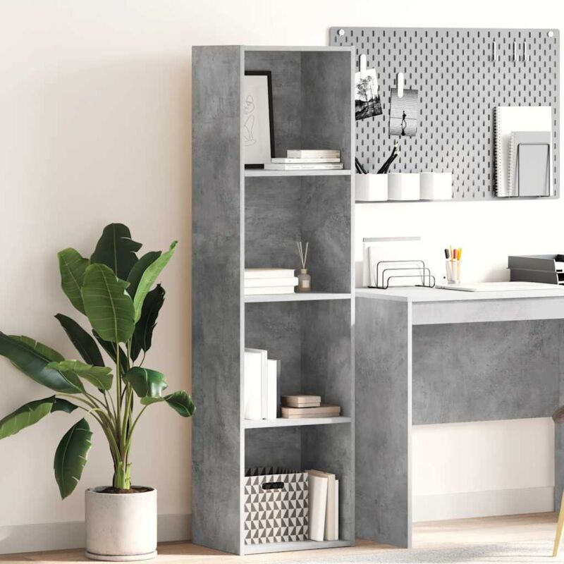 foto del prodotto vidaxl libreria grigio cemento 40x30x152 cm in legno multistrato