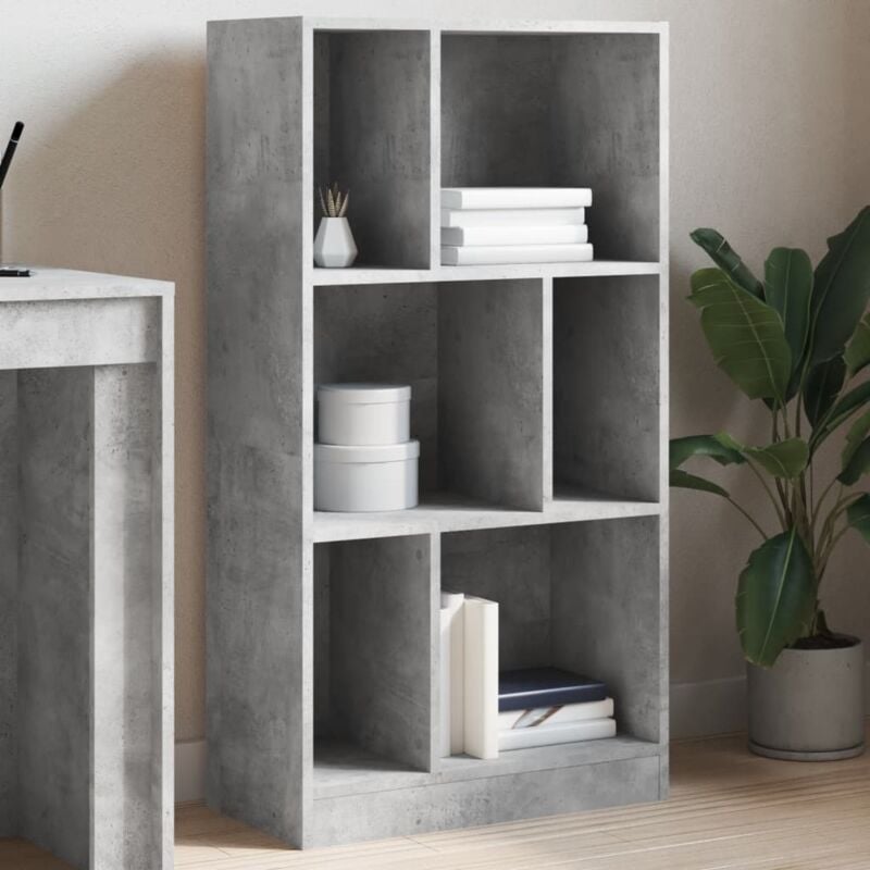 foto del prodotto vidaxl libreria grigio cemento 57x28,5x107,5 cm in legno multistrato