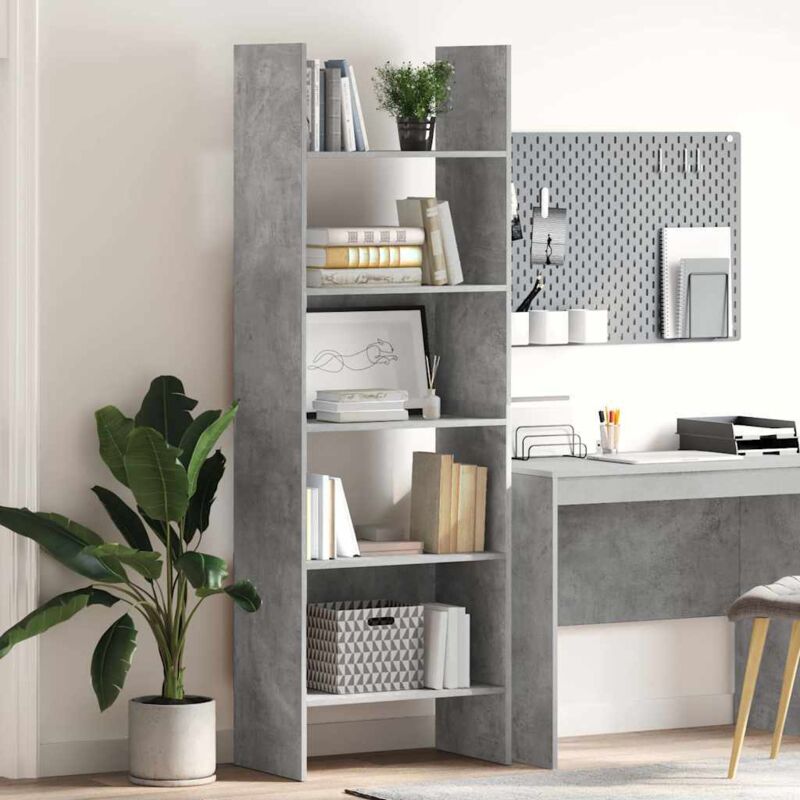 foto del prodotto vidaxl libreria grigio cemento 60x35x180 cm in legno multistrato