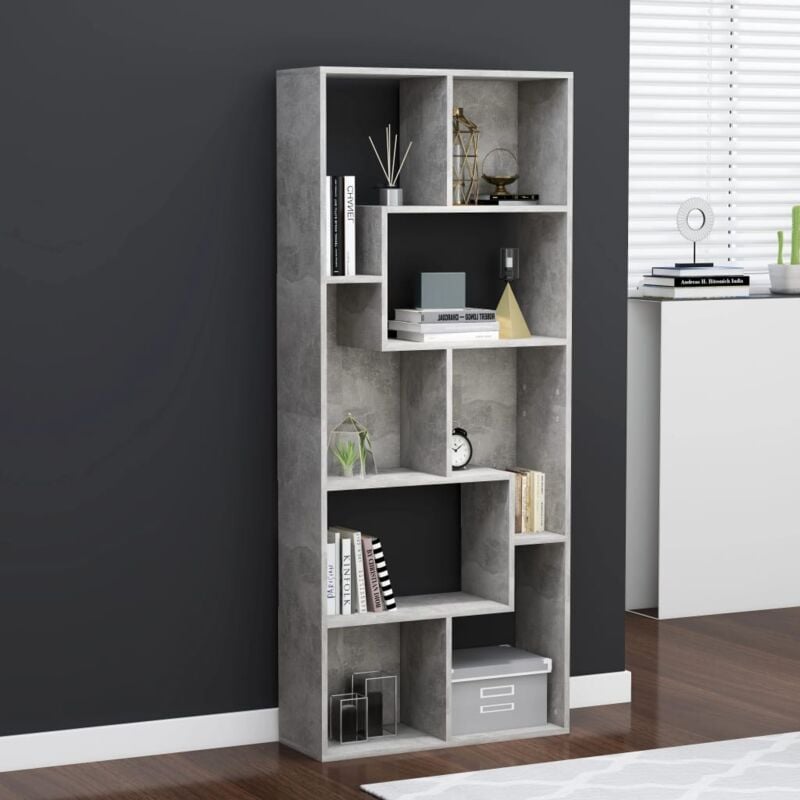 foto del prodotto vidaxl libreria grigio cemento 67x24x161 cm in legno multistrato