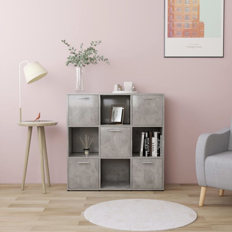 foto del prodotto vidaxl libreria grigio cemento 90x30x90 cm in legno multistrato