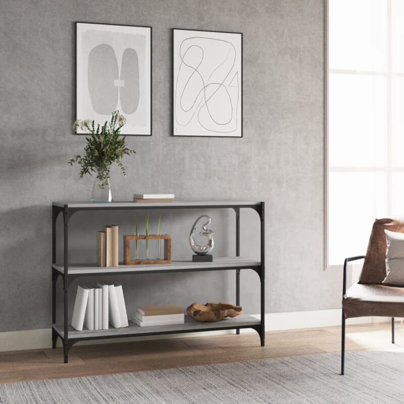 foto del prodotto vidaxl libreria grigio sonoma 100x33x70,5 cm legno multistrato acciaio