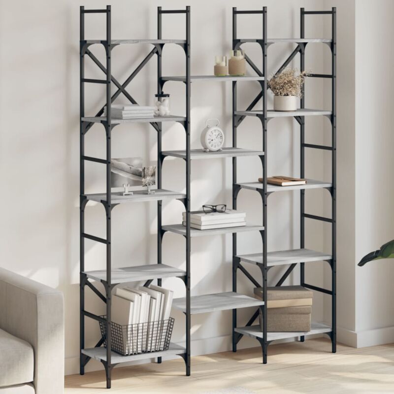 foto del prodotto vidaxl libreria grigio sonoma 127,5x28,5x172,5 cm in legno multistrato