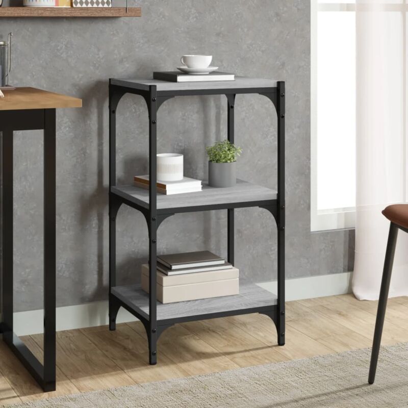 foto del prodotto vidaxl libreria grigio sonoma 40x33x70,5cm legno multistrato e acciaio