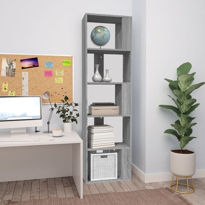 foto del prodotto vidaxl libreria grigio sonoma 45x24x160 cm in legno multistrato