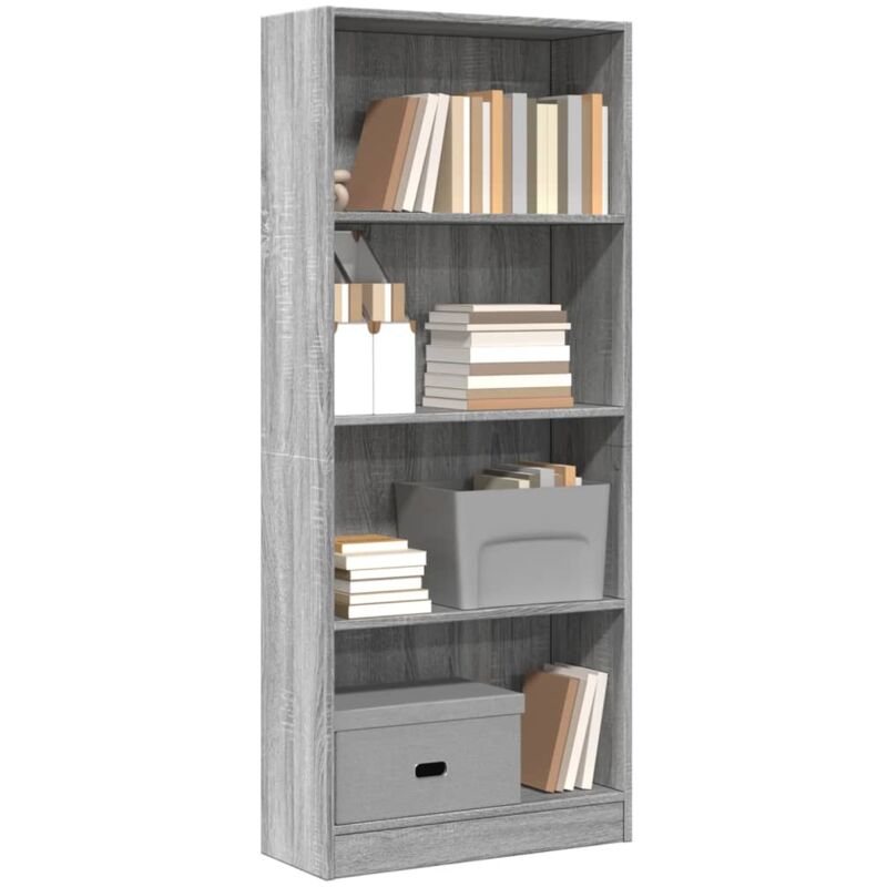 foto del prodotto vidaxl libreria grigio sonoma 60x24x143 cm in legno multistrato