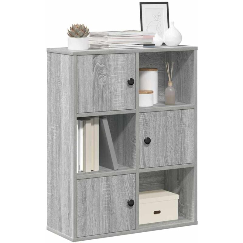 foto del prodotto vidaxl libreria grigio sonoma 60x24x76,5 cm in legno multistrato